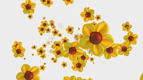 Animated Flying Golden Flowers with Alpha Channel Overlay