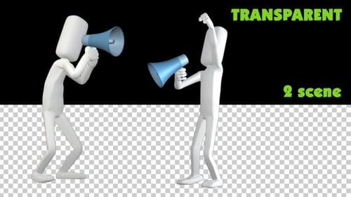 3D Animated Character Shouting with Megaphone Loop