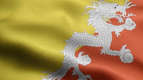 Bhutan National Flag Waving Seamless Loop Animation