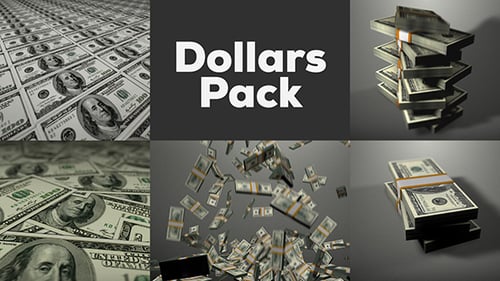 Animated Dollar Bills Pack: Falling, Rotating, and Stacked Money
