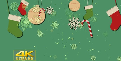 Hanging Christmas Decorations with Falling Snowflakes