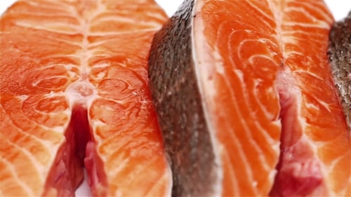 Macro of Raw Salmon Steaks