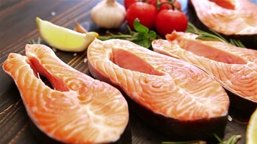 Fresh Raw Salmon Red Fish Steak