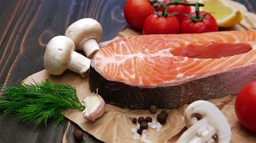 Fresh Raw Salmon Red Fish Steak