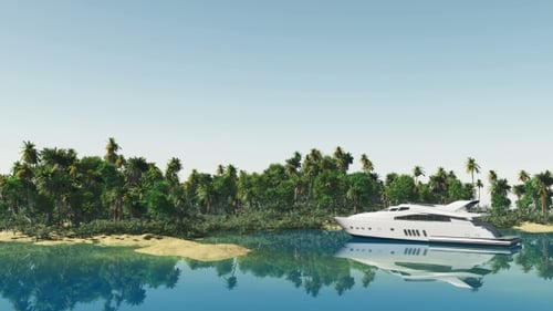 Yacht nahe Tropical Island