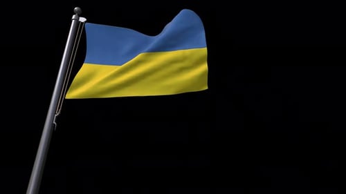 Waving Ukrainian Flag Realistic Alpha Channel Loop