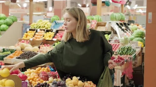 Young Woman Shopping for Fresh Produce at Market