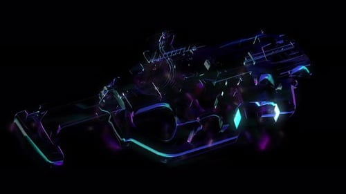 Futuristic Weapon Build-up Neon Glow Animation