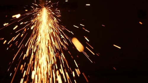 Sparks Frying During Metal Grinding