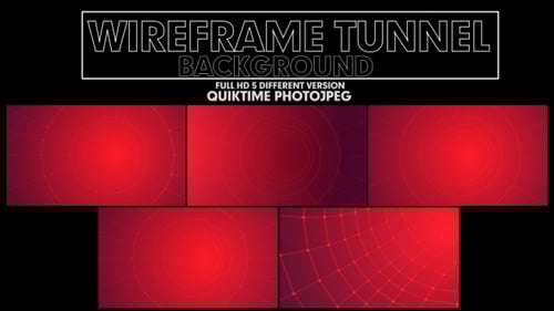 Animated Red Wireframe Geometric Tunnel Background Pack
