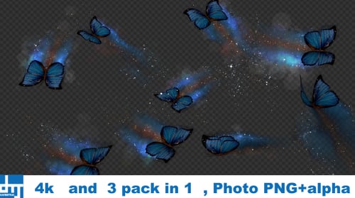 Elegant Flying Blue Butterflies with Magical Sparkle Trails