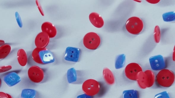 Red and Blue Buttons Falling in Slow Motion, Lifestyle Stock Footage ft ...