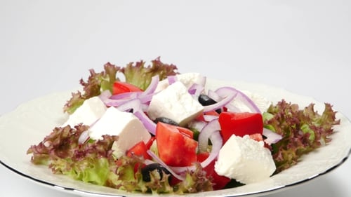 Fresh Greek Salad with Feta Cheese and Vegetables