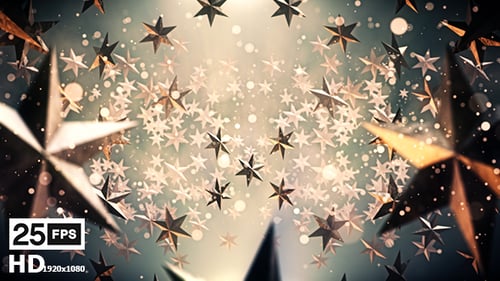 Animated Gold and Silver Stars Holiday Background Loop