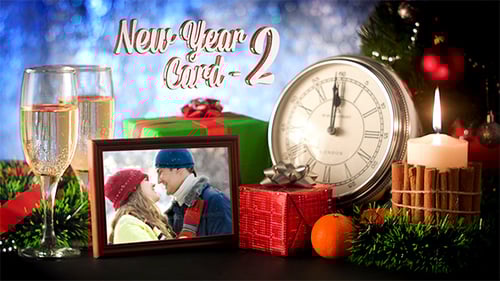 New Year and Christmas Celebration Card with Countdown Clock