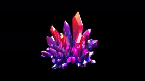 Vibrant Polygonal Crystal Formation Rotating Animation