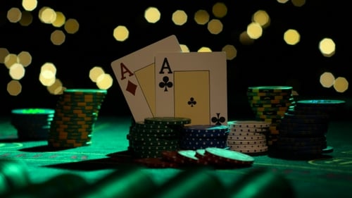 Ace Playing Cards with Poker Chips Casino Game