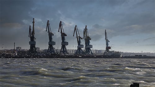 Storm Wind in The Sea Port