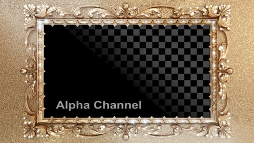 Golden Ornate Sparkling Frame for Photo or Video Display