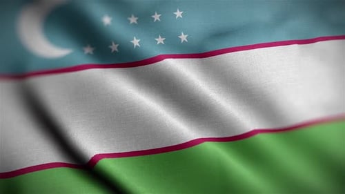 Realistic Waving Flag of Uzbekistan Loopable Animation
