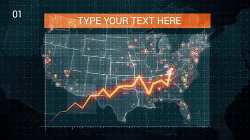 Dynamic USA Map Data Analysis Line Graph with Text