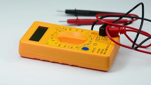Yellow Digital Multimeter with Test Leads