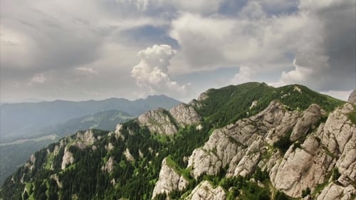 Aerial View of Majestic Rocky Mountains and Green Trees