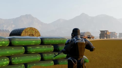 Soldat de garde au quartier général militaire