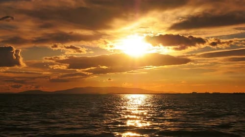 Sunset And Sea Water Time Lapse