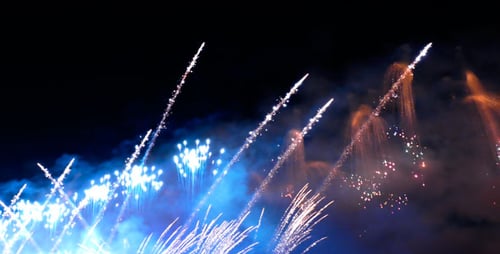 Brilliant Fireworks Exploding in the Dark Night Sky