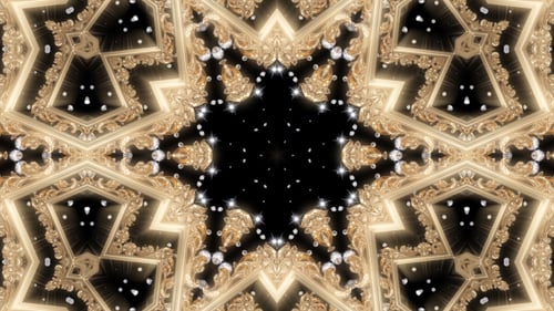 Elegant Gold Frame Kaleidoscope with Sparkling Diamond Pattern
