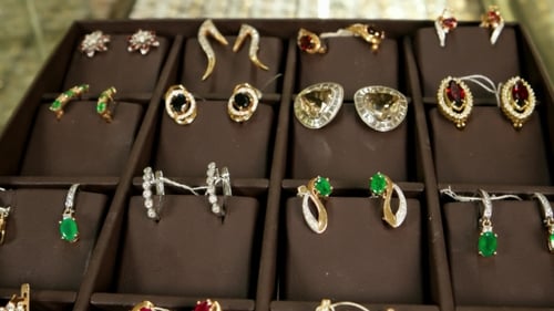 Close Up of Beautiful Precious Gemstone Earrings