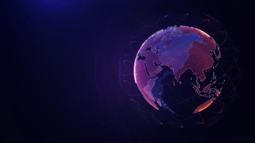 3D Earth made from particles. Good for technology, business and communications background.
