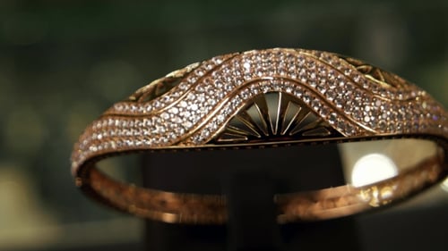 Jewelry, Overview Bracelet Of Gold At An Expensive Jewelry Store