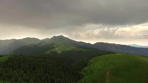 Paisagens do vale com pinheiros