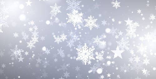 Elegant Winter Holiday Falling Snowflakes and Stars Background Animation