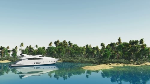 Yacht Near Tropical Island