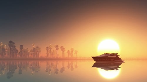 Yacht Near Palms Island