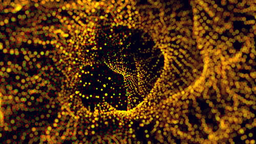 Golden Energy Tunnel Made of Dynamic Abstract Particles