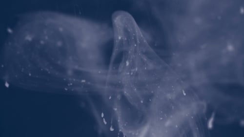 Abstract Swirling White Substance on a Dark Blue Background