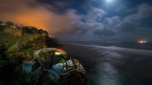 Clouds And Moon Over Coast Of Bali