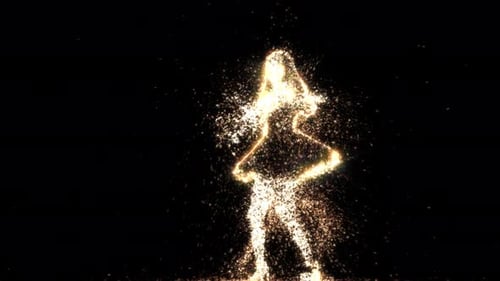 Animated Golden Particle Silhouette Dancing
