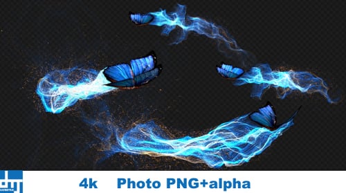 Elegant Blue Butterfly with Glowing Particle Trail Animation