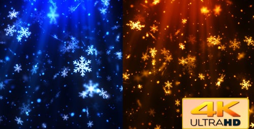 Dynamic Falling Snowflakes with Glowing Particles Background
