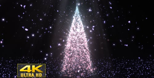 Glittering Christmas Tree Animation with Falling Stars