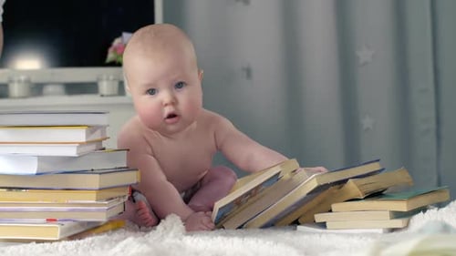 Baby Surrounded by Books