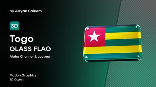 3D Glossy Togo Flag Badge Animation Loop
