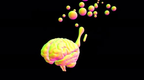 Colorful Abstract Brain with Flowing Liquid Blobs Animation