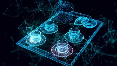 Coffee Or Tea Tray Hologram Close Up 4k