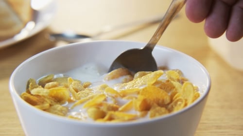 Cornflakes Cereal with Milk for Breakfast